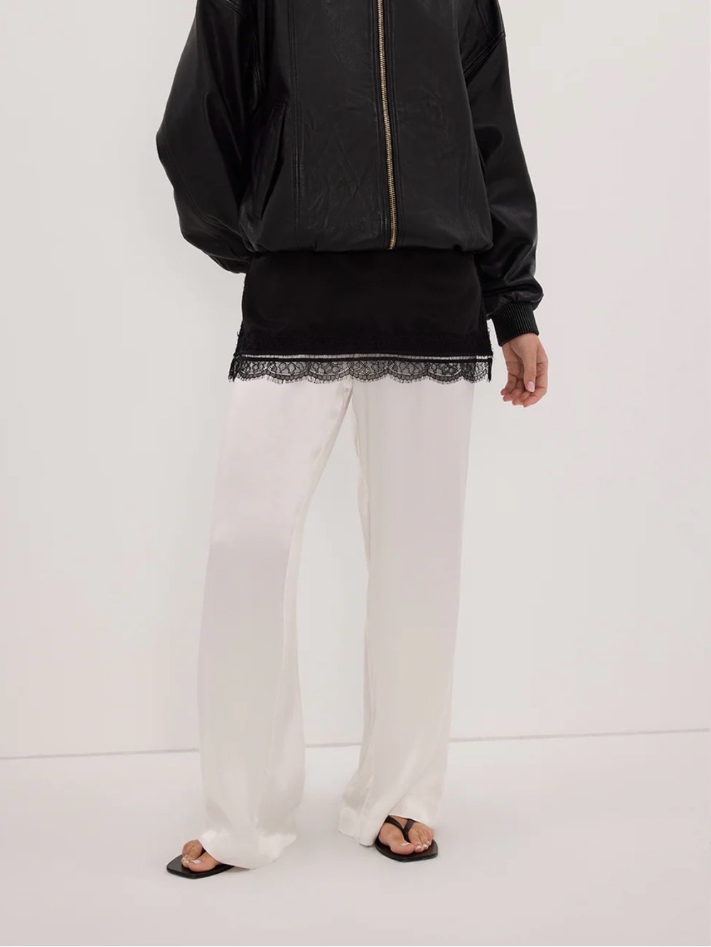 Dissh Wide-Leg Satin White Pants - Women